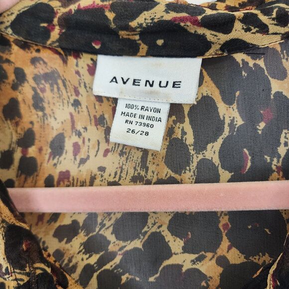 The Avenue Womens sz 26/28 Blouse Animal Print Button Front Leopard Cheetah Vtg - Picture 4 of 15